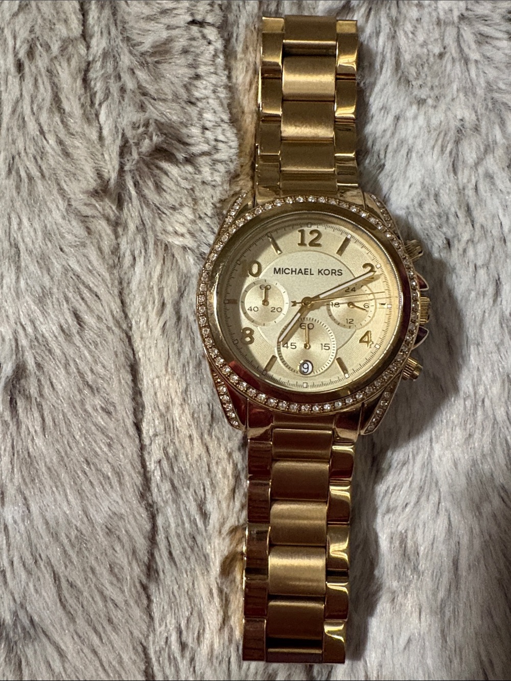 Michael Kors Gold Crystal-Trim Chronograph Bracelet Watch